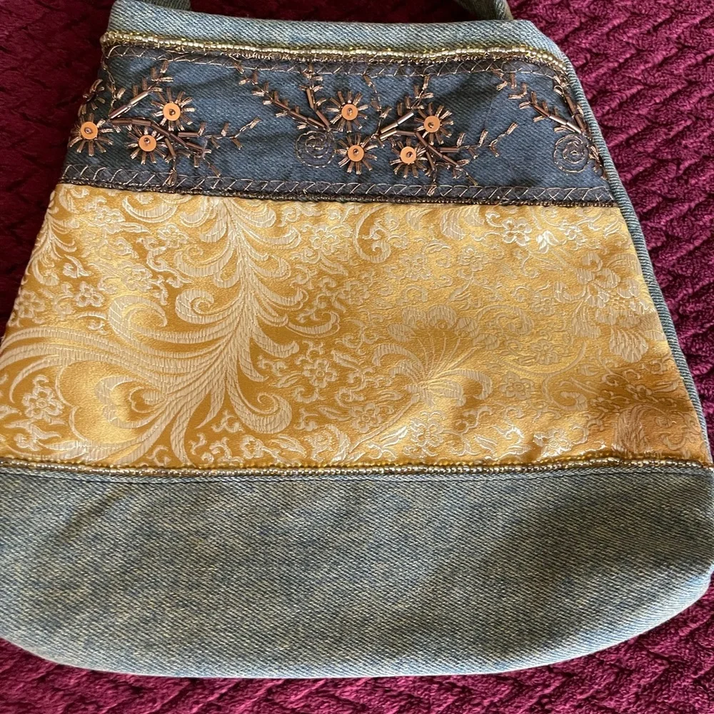 Lily Black Gold & Canvas Handbag - Picture 4 of 9